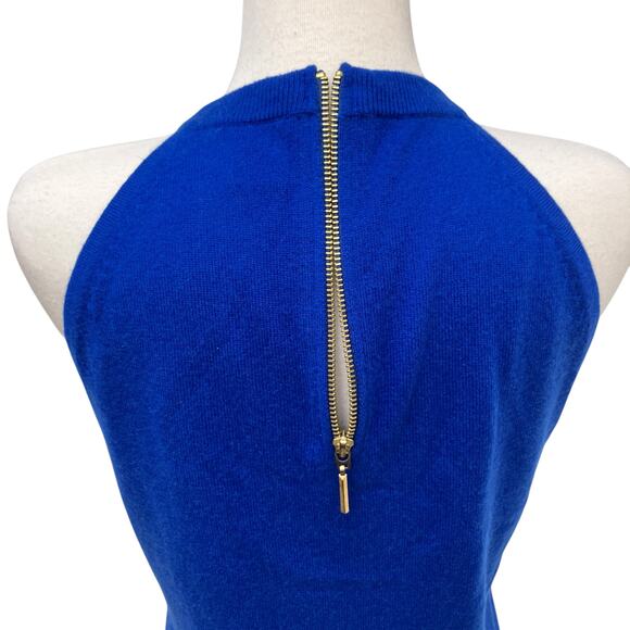 Black Saks Fifth Avenue Top Sz M 100% Blue Cashmere Halter Pullover Careerwear - Picture 5 of 9